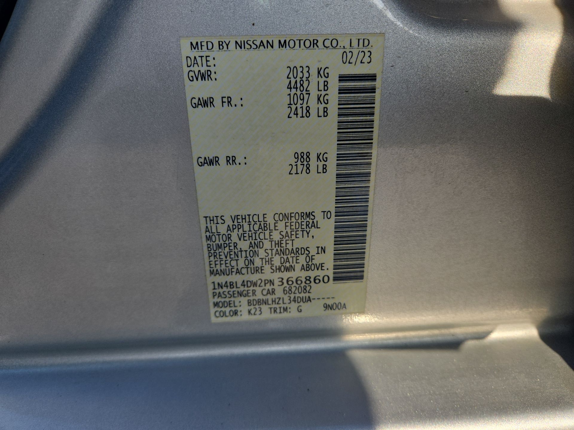 2023 Nissan Altima 2.5 SV